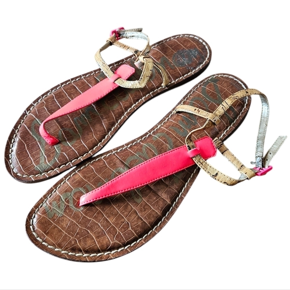 Sam Edelman GIGI Pink Gladiator Style T-Strap Thong Sandals Women's Size 8.5 - Picture 4 of 8